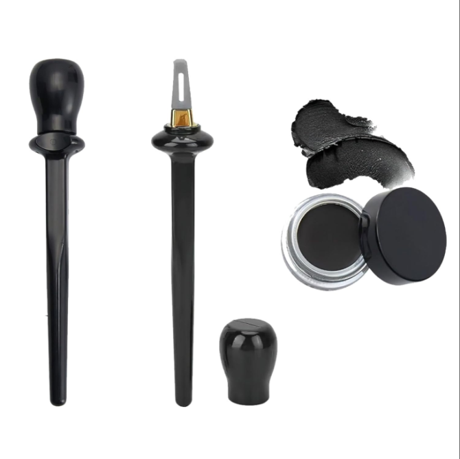 1 Set Silicone Eyeliner Brush Eyeliner Guide Tools Waterproof Eyeliner Kit Reusable Eyeline with Black Eyeliner Cream Easy No-Skip Eyeliner Gel(Black)
