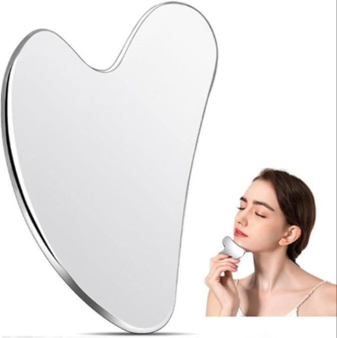 Stainless Steel Gua Sha Facial Tools Guasha for Face Metal Gua Sha Tighten Skin Massage Guasha Beauty Tool for Body Eyes Neck Massager with Travel Pouch Skin Care Gifts (Silver) - Image 6