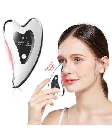 Electric Gua Sha Facial Tools - Face Sculpting Tool/Lift Device - Heated & Vibration & Red Light Massager, Anti-Aging & Wrinkles, Puffiness, Double Chin, Tension Relief