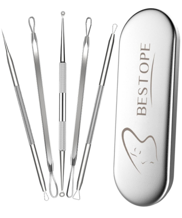 BESTOPE Blackhead Remover Blackhead Removal Pimple Comedone Extractor Tool - Treatment for Blemish Whitehead Popping Zit Removing with Metal Case (Silver)