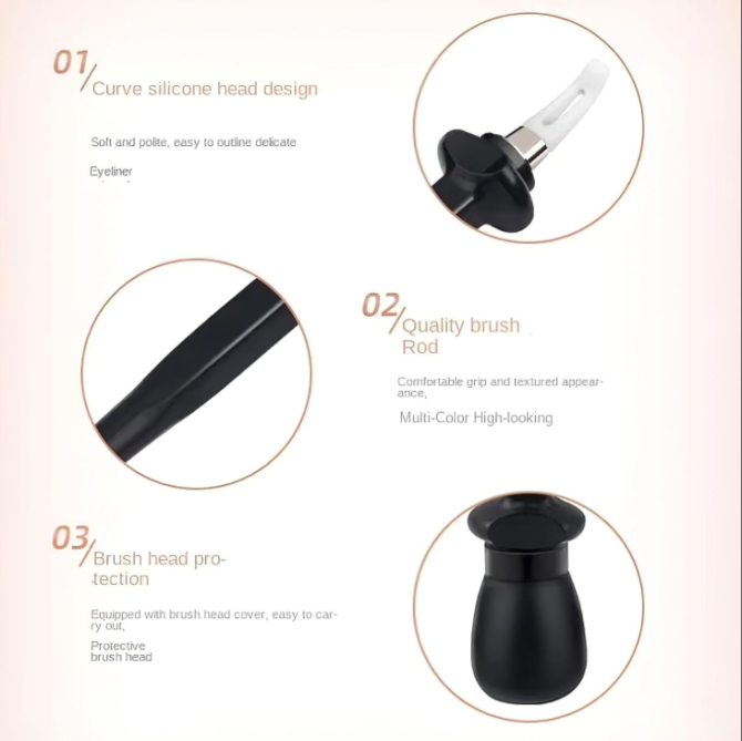 1 Set Silicone Eyeliner Brush Eyeliner Guide Tools Waterproof Eyeliner Kit Reusable Eyeline with Black Eyeliner Cream Easy No-Skip Eyeliner Gel(Black) - Image 5