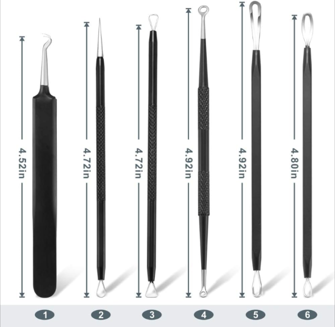 Blackhead Remover Pimple Popper Tool Kit - (6 Piece Kit) - Professional Stainless Pimples Comedone Extractor Removal Tool - Image 3
