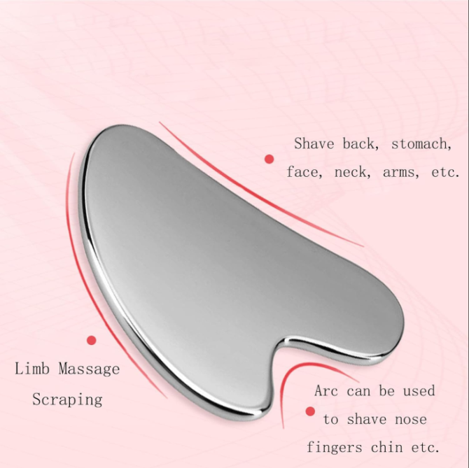 Stainless Steel Gua Sha Facial Tools Guasha for Face Metal Gua Sha Tighten Skin Massage Guasha Beauty Tool for Body Eyes Neck Massager with Travel Pouch Skin Care Gifts (Silver) - Image 3