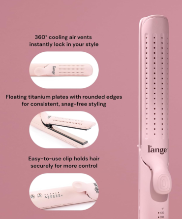 L'ANGE HAIR Le Duo Grande 360° Airflow Styler | 2-in-1 Curling Wand & Titanium Flat Iron Professional Hair Straightener and Curler with Cooling Air Vents to Lock in Style | Adjustable Temp (Blush)
