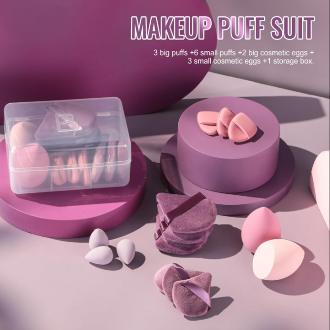 Makeup Sponge Set BS-MALL Triangle Puff 14 Pcs for Liquid, Cream, and Powder, Multi-colored Makeup Sponges and Mini Sponge (A-Purple) - Image 4