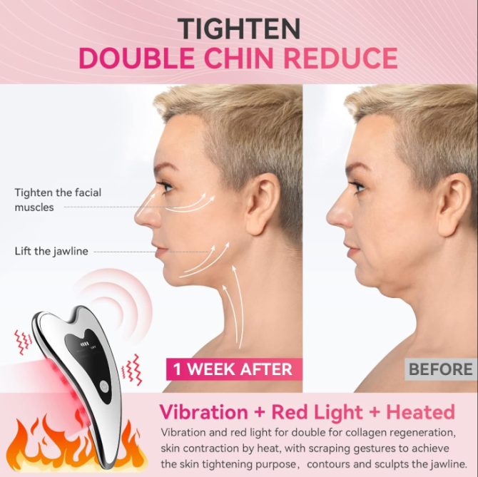 Electric Gua Sha Facial Tools - Face Sculpting Tool/Lift Device - Heated & Vibration & Red Light Massager, Anti-Aging & Wrinkles, Puffiness, Double Chin, Tension Relief - Image 5