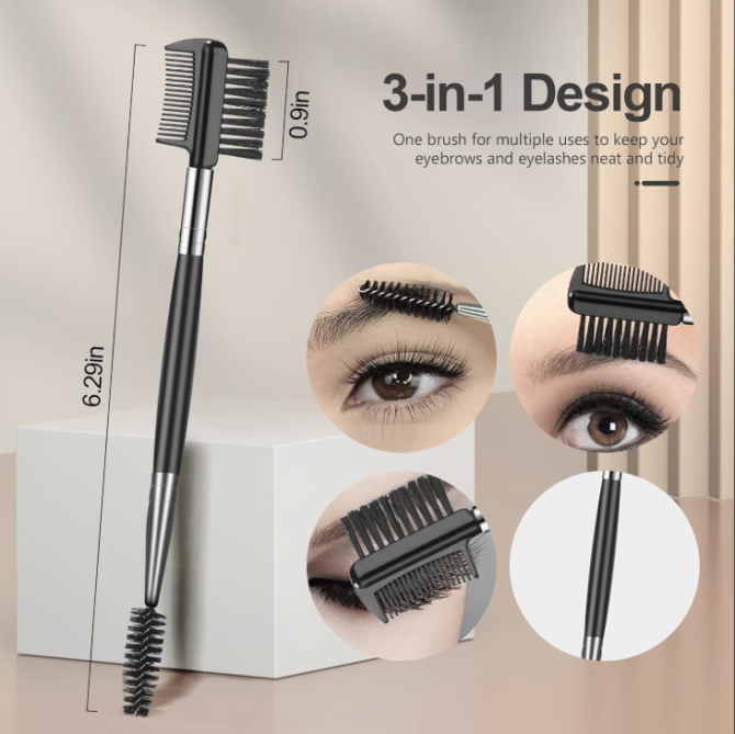 Eyebrow Brush Eyelash Separator Brow Comb & Lash Spoolie Professional Eye Makeup Tools (3 Pieces Set) - Image 4