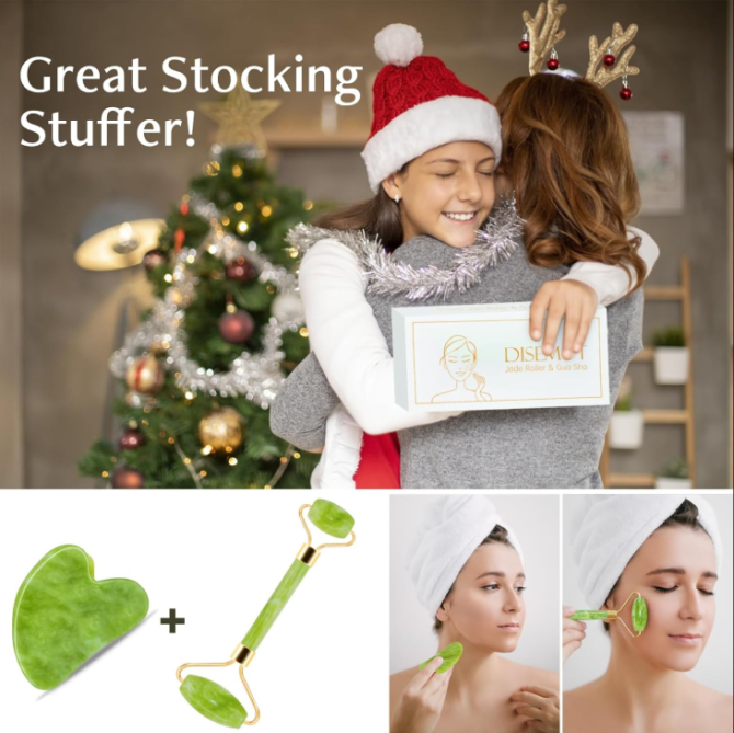 Jade Roller & Gua Sha Facial Tools, Natural Anti-Aging Jade Beauty Skin-Care Tool Face Roller to Rejuvenate Facial Skin Cooling, Slimming & Firming, Great as Stocking Stuffers - Image 7