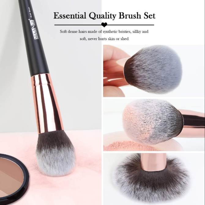 Makeup Brushes, 18 Pcs Professional Premium Synthetic Makeup Brush Set with Case, Foundation Kabuki Eye Travel Make up Brushes sets (Black Gold) - Image 4