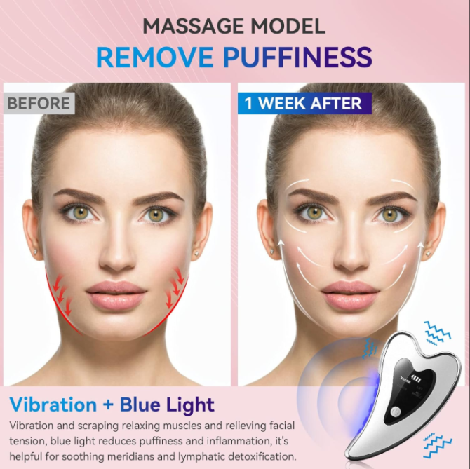 Electric Gua Sha Facial Tools - Face Sculpting Tool/Lift Device - Heated & Vibration & Red Light Massager, Anti-Aging & Wrinkles, Puffiness, Double Chin, Tension Relief - Image 6