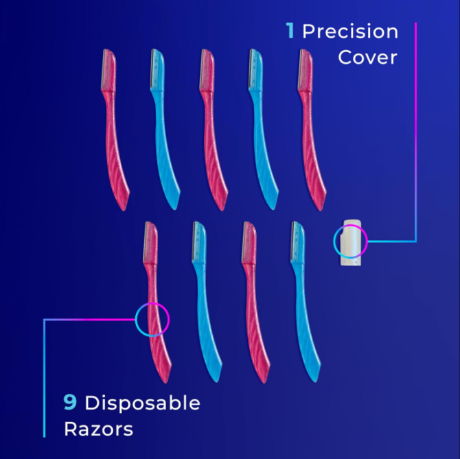 Schick Hydro Silk Touch-Up Dermaplaning Tool with Precision Cover, 9ct | Dermaplane Razor, Face Razors for Women, Peach Fuzz Remover - Image 8