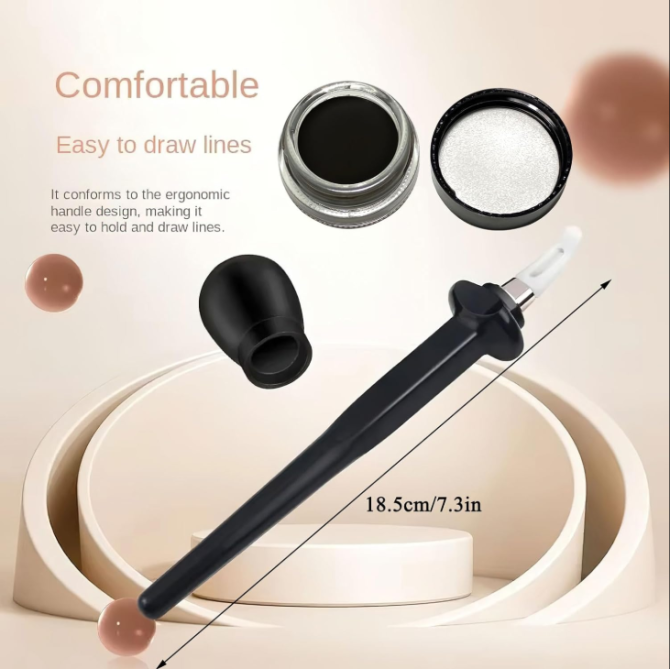 1 Set Silicone Eyeliner Brush Eyeliner Guide Tools Waterproof Eyeliner Kit Reusable Eyeline with Black Eyeliner Cream Easy No-Skip Eyeliner Gel(Black) - Image 6