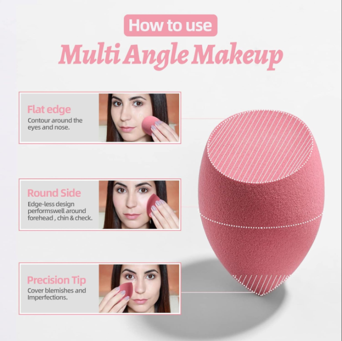 Makeup Sponge Set BS-MALL with Storage Case 7 Pcs for Liquid, Cream, and Powder, Multi-colored with 1 Mini Makeup Sponge Pink (A-Pink） - Image 2