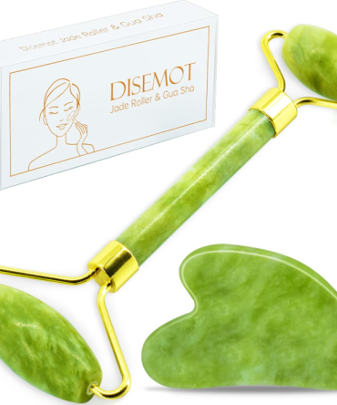 Jade Roller & Gua Sha Facial Tools, Natural Anti-Aging Jade Beauty Skin-Care Tool Face Roller to Rejuvenate Facial Skin Cooling, Slimming & Firming, Great as Stocking Stuffers