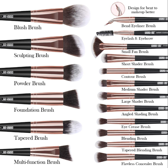 Makeup Brushes, 18 Pcs Professional Premium Synthetic Makeup Brush Set with Case, Foundation Kabuki Eye Travel Make up Brushes sets (Black Gold) - Image 2