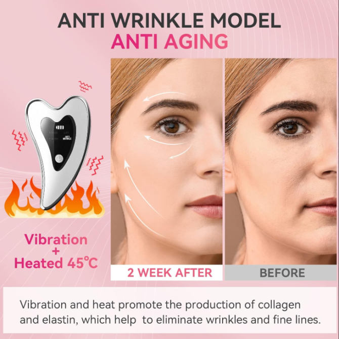 Electric Gua Sha Facial Tools - Face Sculpting Tool/Lift Device - Heated & Vibration & Red Light Massager, Anti-Aging & Wrinkles, Puffiness, Double Chin, Tension Relief - Image 4