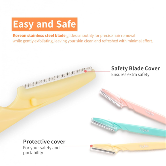 Tinkle Dermaplaning Tool 6 razors | Dermaplane, Eyebrow Razor, Facial Razor, Face Razor Peach Fuzz Remover, Exfoliating Face Stainless Steel Safety Cover, Mother's Day Gifts, Teacher's Appreciation - Image 4