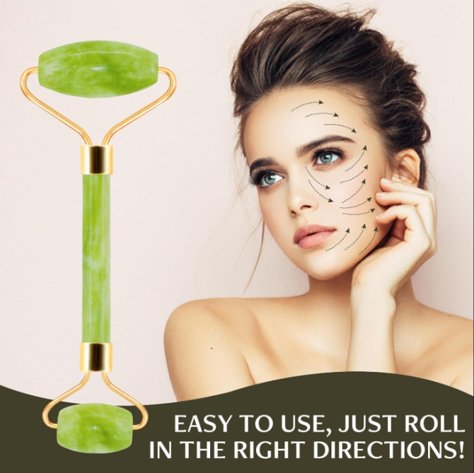 Jade Roller & Gua Sha Facial Tools, Natural Anti-Aging Jade Beauty Skin-Care Tool Face Roller to Rejuvenate Facial Skin Cooling, Slimming & Firming, Great as Stocking Stuffers - Image 4