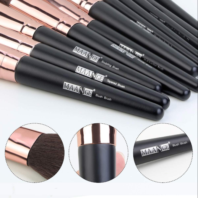 Makeup Brushes, 18 Pcs Professional Premium Synthetic Makeup Brush Set with Case, Foundation Kabuki Eye Travel Make up Brushes sets (Black Gold) - Image 5