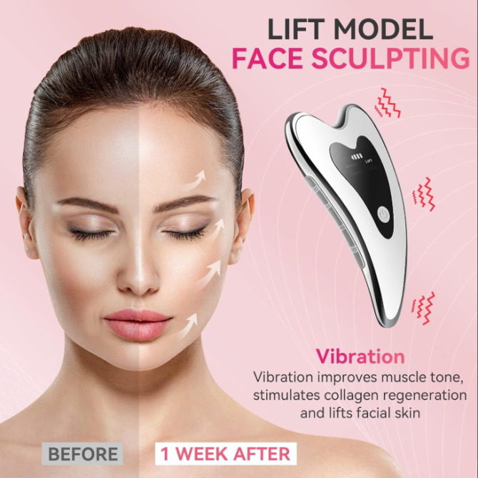 Electric Gua Sha Facial Tools - Face Sculpting Tool/Lift Device - Heated & Vibration & Red Light Massager, Anti-Aging & Wrinkles, Puffiness, Double Chin, Tension Relief - Image 3