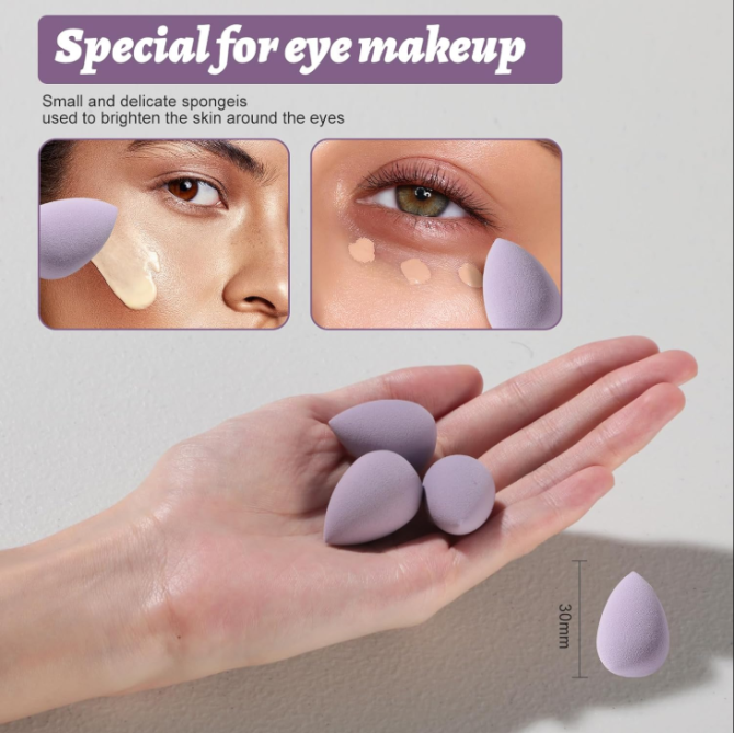 Makeup Sponge Set BS-MALL Triangle Puff 14 Pcs for Liquid, Cream, and Powder, Multi-colored Makeup Sponges and Mini Sponge (A-Purple) - Image 3