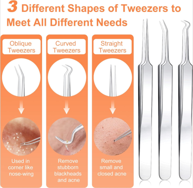 Pimple Popper Tool Kit, IUMAKEVP 15 PCS Professional Stainless Steel Blackhead Remover Comedone Extractor Tools for Removing Zit on Face - Acne Removal Kit with Metal Case (Silver) - Image 2