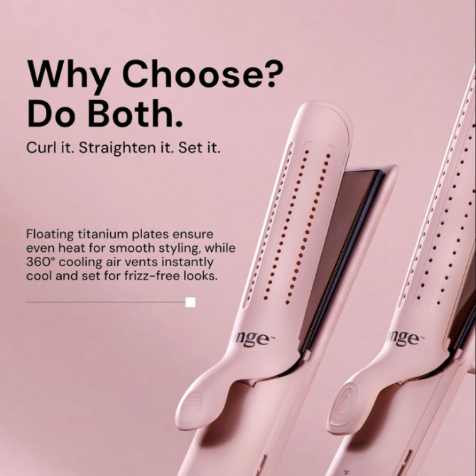 L'ANGE HAIR Le Duo Grande 360° Airflow Styler | 2-in-1 Curling Wand & Titanium Flat Iron Professional Hair Straightener and Curler with Cooling Air Vents to Lock in Style | Adjustable Temp (Blush) - Image 2