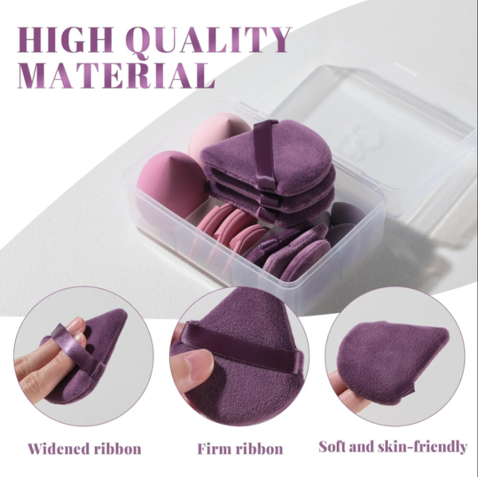 Makeup Sponge Set BS-MALL Triangle Puff 14 Pcs for Liquid, Cream, and Powder, Multi-colored Makeup Sponges and Mini Sponge (A-Purple) - Image 5
