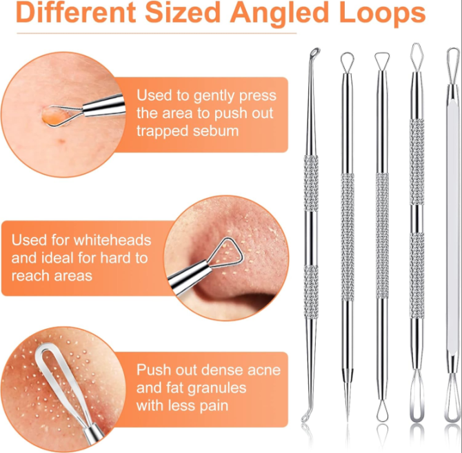 Pimple Popper Tool Kit, IUMAKEVP 15 PCS Professional Stainless Steel Blackhead Remover Comedone Extractor Tools for Removing Zit on Face - Acne Removal Kit with Metal Case (Silver) - Image 4