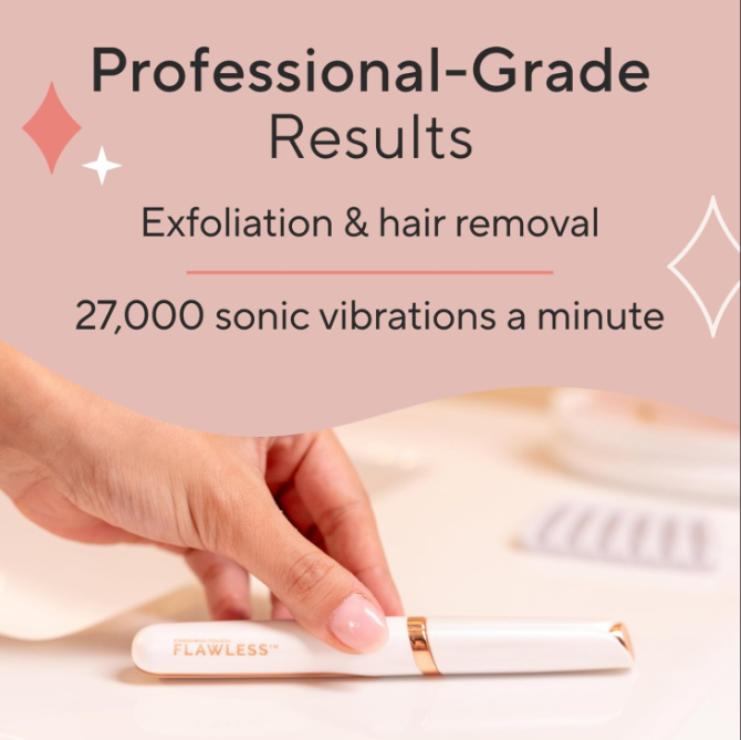 Finishing Touch Flawless Dermaplane Glo Sonic Lighted Facial Exfoliator, Electric Vibrating Dermaplane Razor for Dermaplaning, Facial Hair Removal, 6 Replacement Heads - Image 5