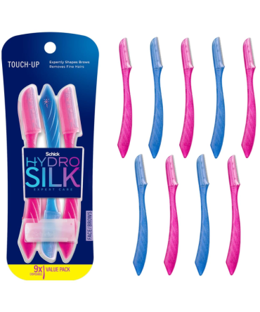 Schick Hydro Silk Touch-Up Dermaplaning Tool with Precision Cover, 9ct | Dermaplane Razor, Face Razors for Women, Peach Fuzz Remover