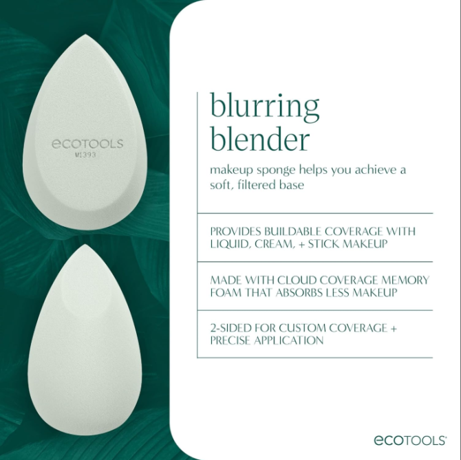 EcoTools Blurring Blender Makeup Sponge, Makeup Blending Sponge For Blurred Skin, For Liquid & Cream Foundation, Cloud Coverage Memory Foam, Eco Friendly, Latex Free, Cruelty-Free & Vegan 1 Count - Image 3