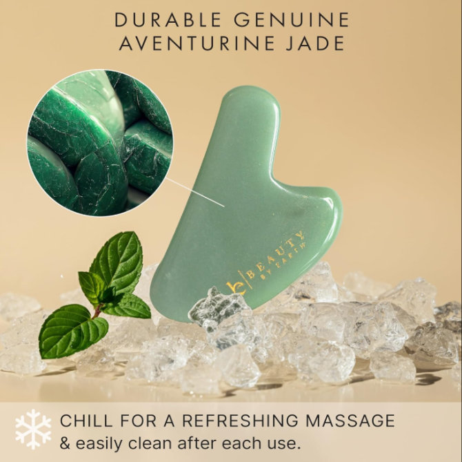 Beauty by Earth Jade Gua Sha - Smoothes Fine Lines & Wrinkles, Face Sculpting Tool for Face Massage, Jaw Massager, Facial Massage Tools, Small Gifts for for Women and Teenage Girls - Image 4