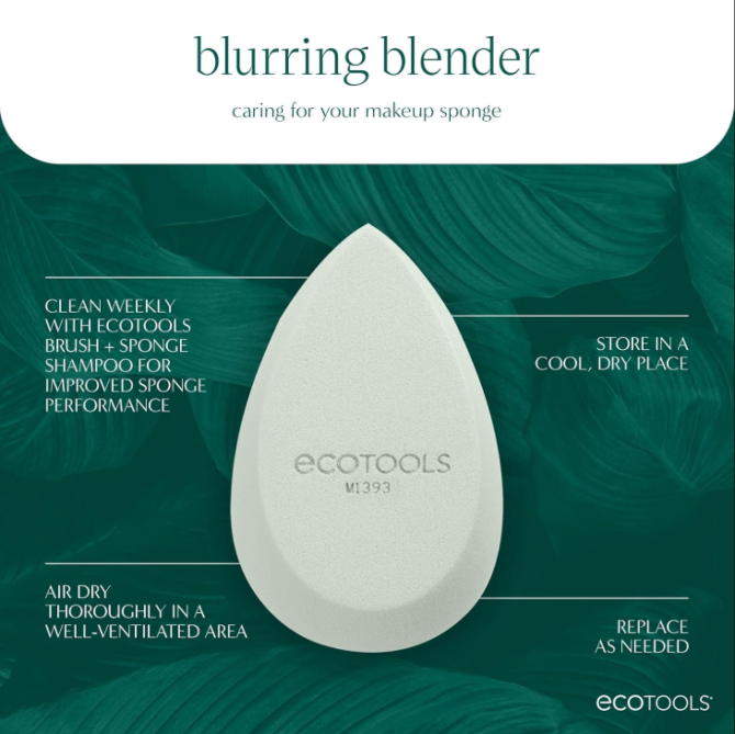 EcoTools Blurring Blender Makeup Sponge, Makeup Blending Sponge For Blurred Skin, For Liquid & Cream Foundation, Cloud Coverage Memory Foam, Eco Friendly, Latex Free, Cruelty-Free & Vegan 1 Count - Image 4