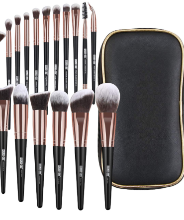 Makeup Brushes, 18 Pcs Professional Premium Synthetic Makeup Brush Set with Case, Foundation Kabuki Eye Travel Make up Brushes sets (Black Gold)