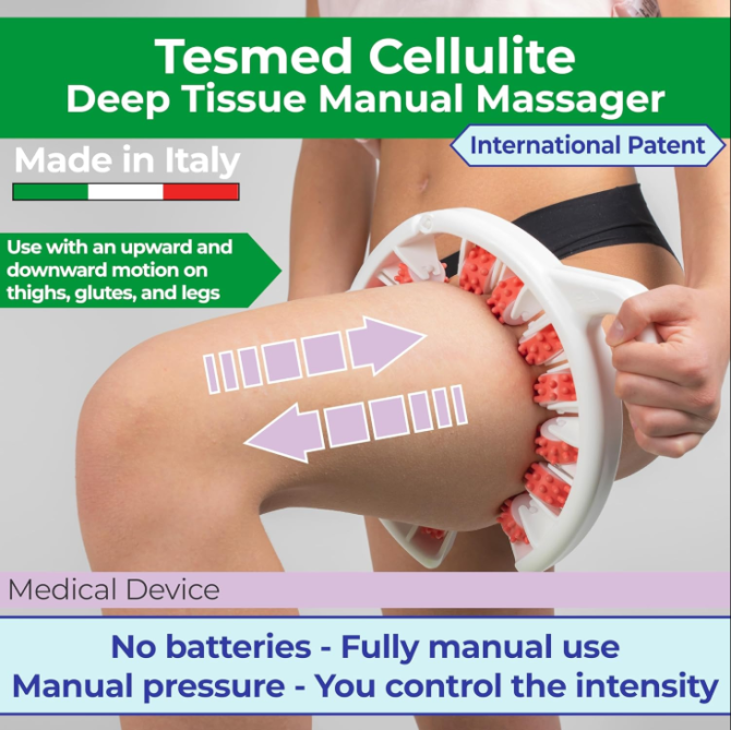 TESMED Cellulite Manual Massager : Made in Italy, Patented with Converging & Diverging Roller Technology. Anti Cellulite Roller for Thighs and Buttocks - Image 2