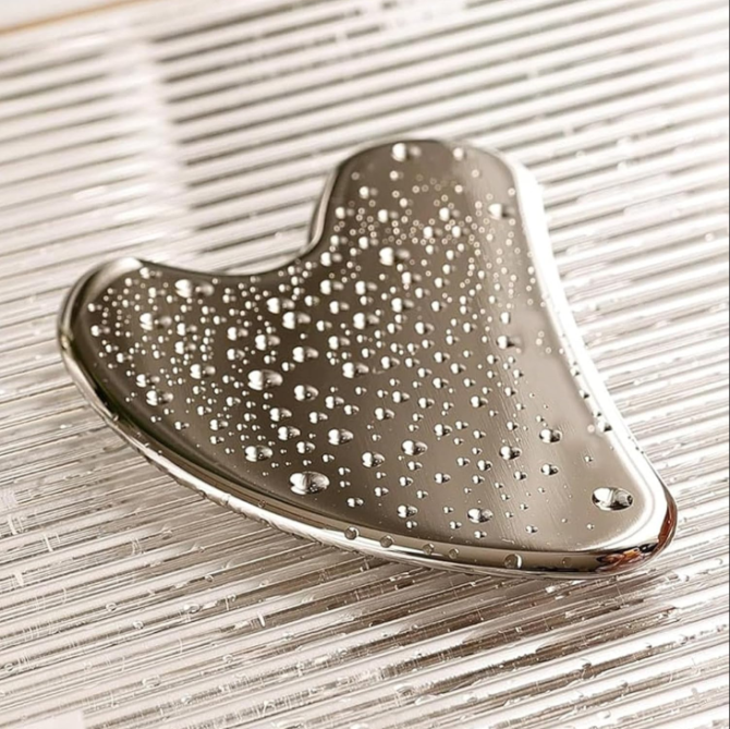 Stainless Steel Gua Sha Facial Tools Guasha for Face Metal Gua Sha Tighten Skin Massage Guasha Beauty Tool for Body Eyes Neck Massager with Travel Pouch Skin Care Gifts (Silver) - Image 5